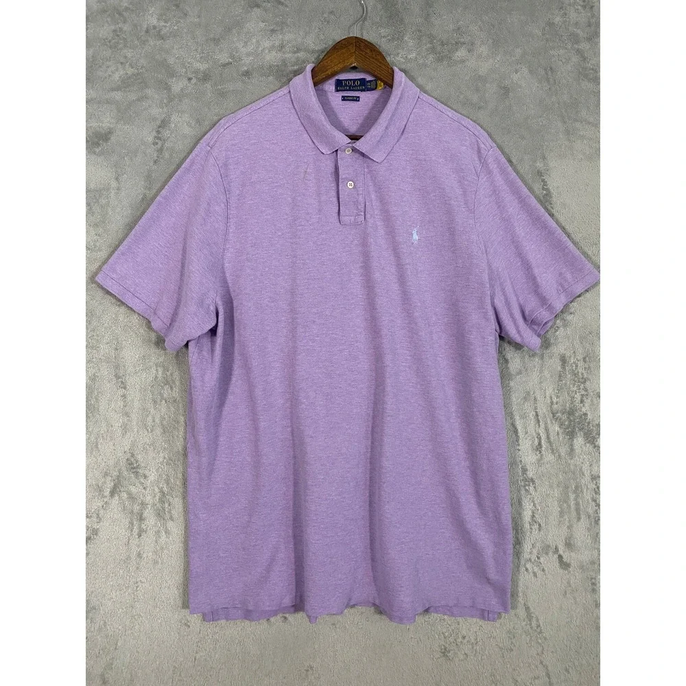 Polo Ralph Lauren Polo Shirt Men XXL Purple Classic Fit Pique Short Sleeve Pony‎